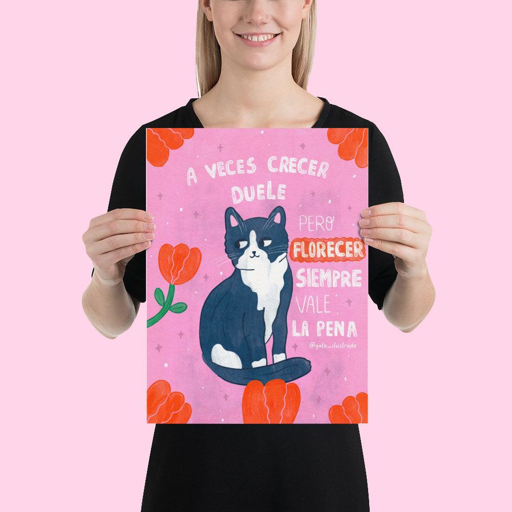 Cuadro Gato Florecer