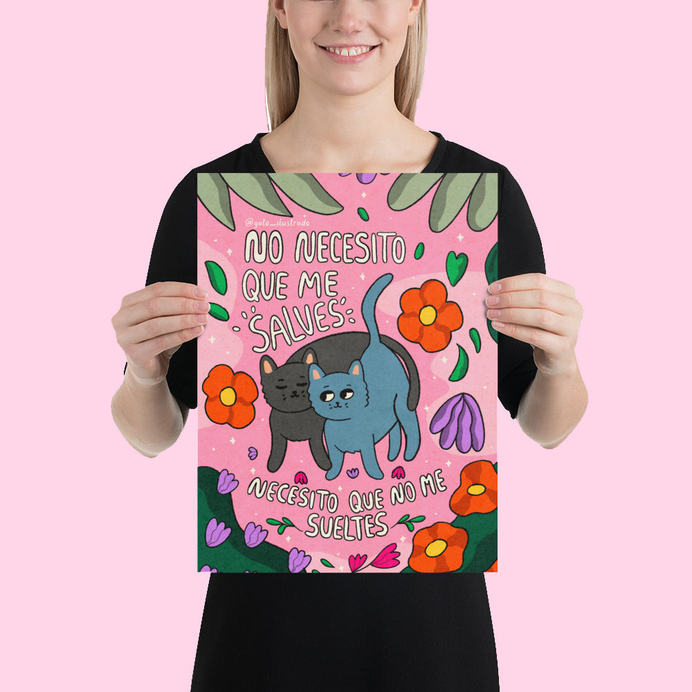 Cuadro Gatos No necesito que me salves