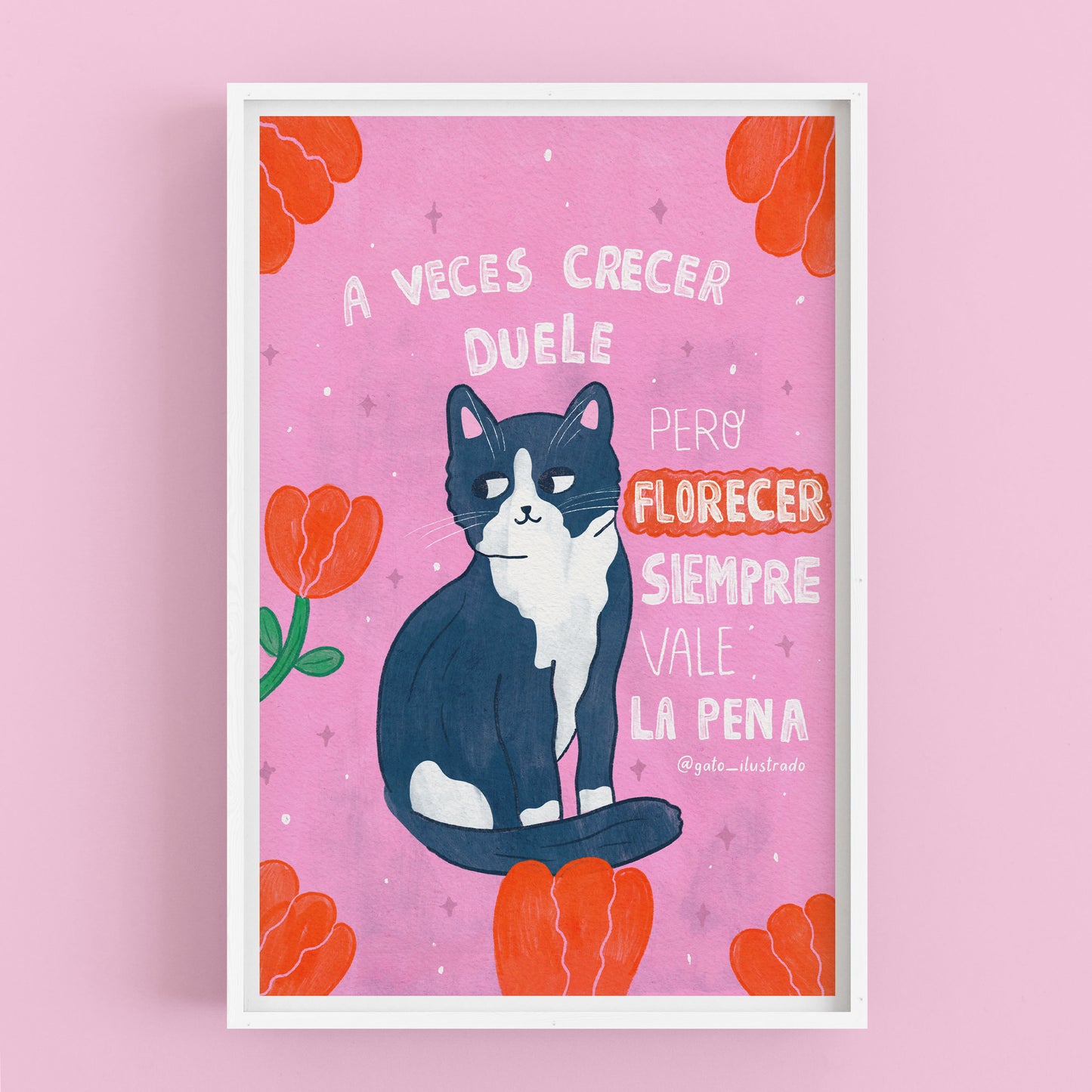 Cuadro  Gato Florecer