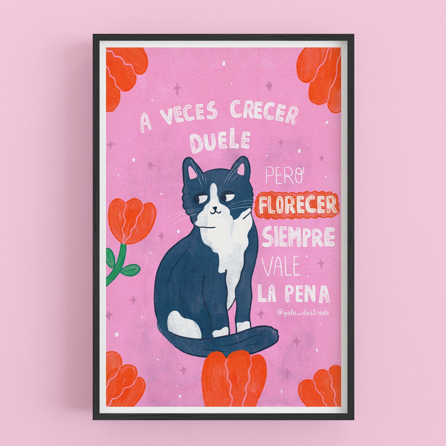 Cuadro  Gato Florecer