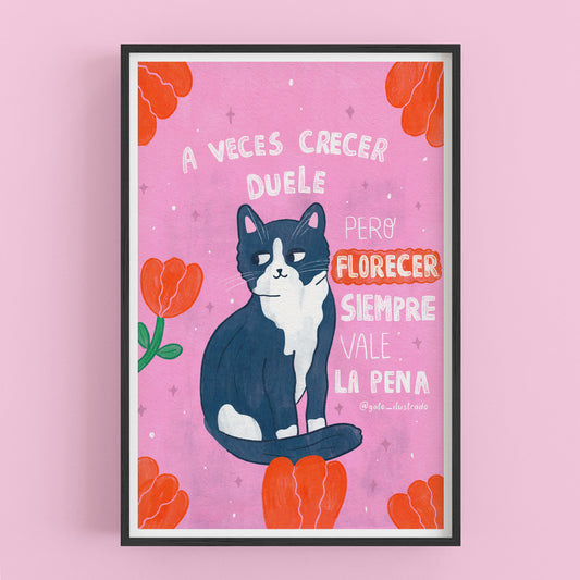 Cuadro  Gato Florecer