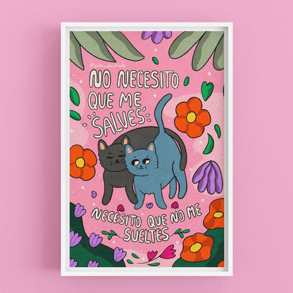 Cuadro  Gatos No necesito que me salves