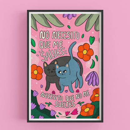 Cuadro  Gatos No necesito que me salves