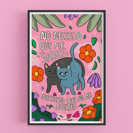 Cuadro  Gatos No necesito que me salves